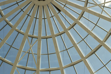 Glazed roof. Modern architecture of the roof of the building.