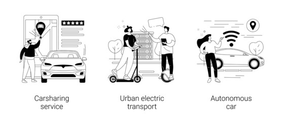 Fototapeta na wymiar Urban transportation abstract concept vector illustrations.