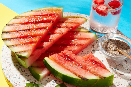 Grilled Watermelon Slices From Above 
