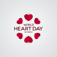 World Heart Day Banner with Flower Shaped Hearts