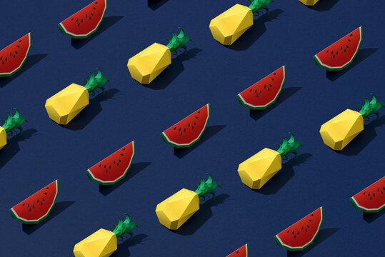 Pineapple Watermelon Fashion Hipster on blue