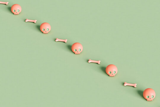 pink skulls and bone crossing the frame