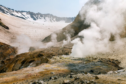 Smoking Fumaroles Of Volcano