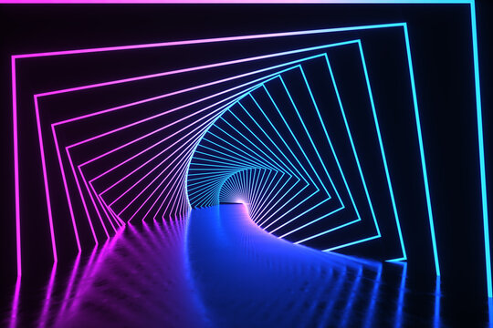 3d render, glowing lines