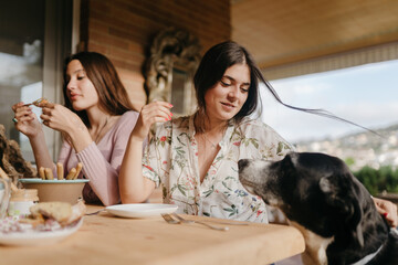 Family eating snacks together