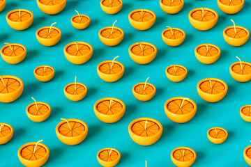 3D render of an orange with a straw in different sizes