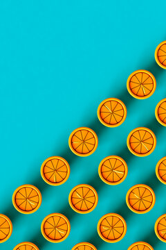 bird eye view of a 3D render of an orange with a straw 