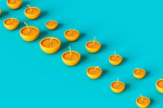 3D render of an orange with a straw crossing the frame