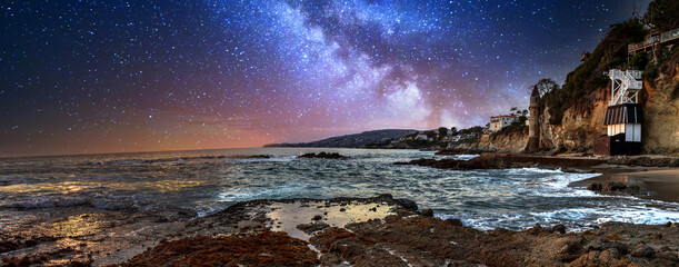 Milky way over Pirates tower at Victoria Beach