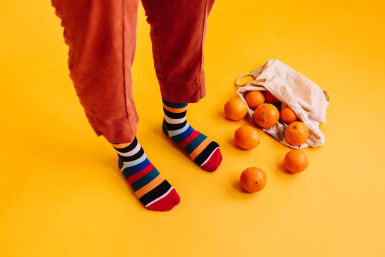 Fashion portrait of organic oranges