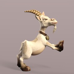 Fototapeta na wymiar 3D-illustration of a cute and funny cartoon goat pushing something. isolated rendering object