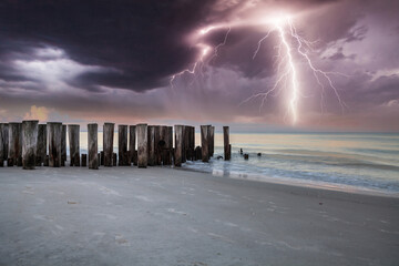 Lightning storm over the ocean at Port Royal Beach