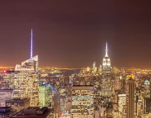 Fotobehang Night view of New York Manhattan during sunset © Elnur