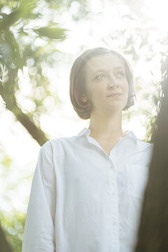 portrait of a young woman in nature