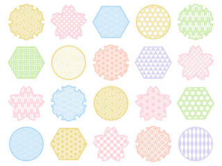 パステルカラーの和柄の装飾セット