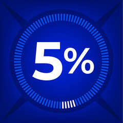 5 percent count on dark blue background