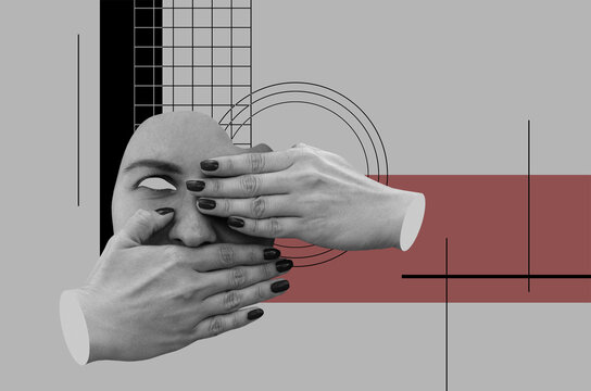 Woman covering her eyes and mouth with her hands