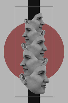 Group of female heads