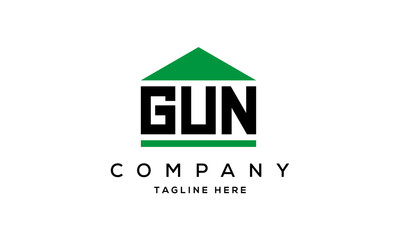 GUN three letter house for real estate logo design