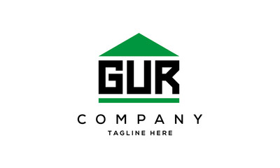 GUR three letter house for real estate logo design