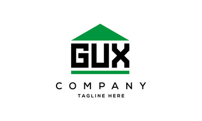 GUX three letter house for real estate logo design