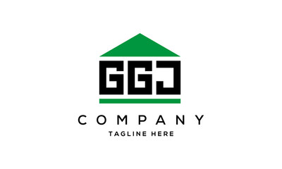 GGJ three letter house for real estate logo design