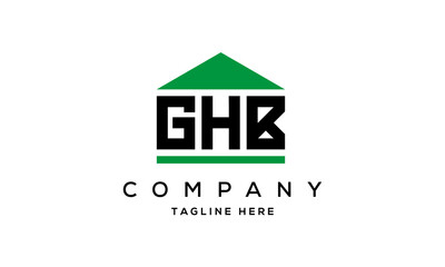 GHB three letter house for real estate logo design