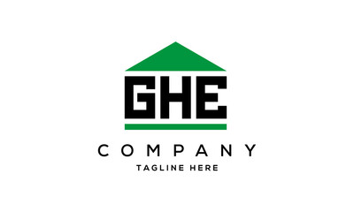 GHE three letter house for real estate logo design