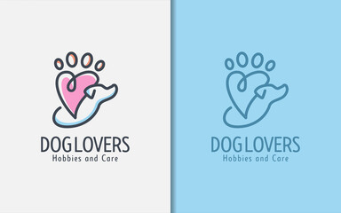 Dog Lovers Logo Design with Modern Colorful Lines Concept.