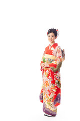 Naklejka premium 振り袖を着た女性