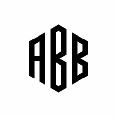 Initial three letter ABB logo hexagon