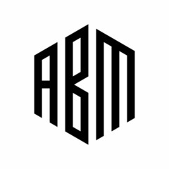 Initial three letter ABM logo hexagon