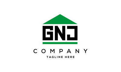 GNJ three letter house for real estate logo design