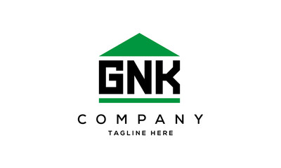 GNK three letter house for real estate logo design