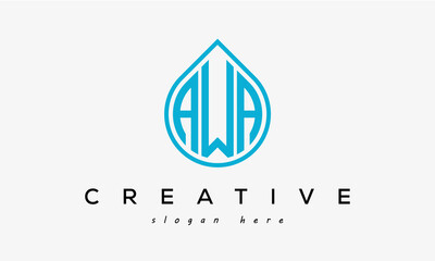  Water drop letter AWA logo initial template vector - obrazy, fototapety, plakaty
