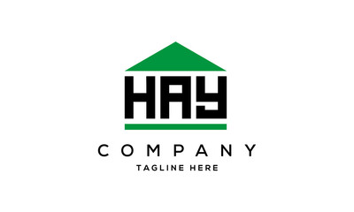 HAY three letter house for real estate logo design