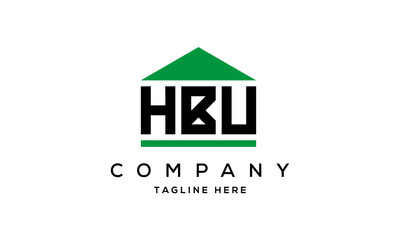 HBU three letter house for real estate logo design