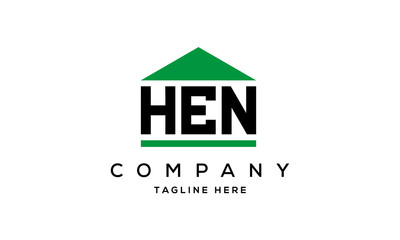 HEN three letter house for real estate logo design