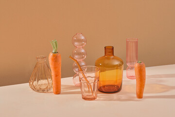 Beautiful glass goblets and vases