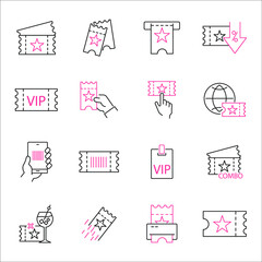 Ticket icons set. Ticket pack symbol vector elements for infographic web