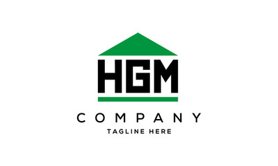 HGM three letter house for real estate logo design