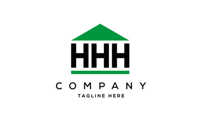 HHH three letter house for real estate logo design