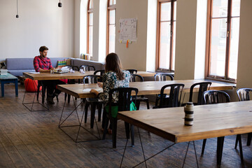 Casual business people working in office