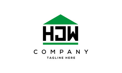 HJW three letter house for real estate logo design