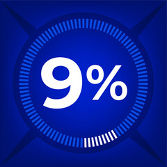 9 percent count on dark blue background
