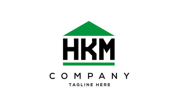 HKM three letter house for real estate logo design