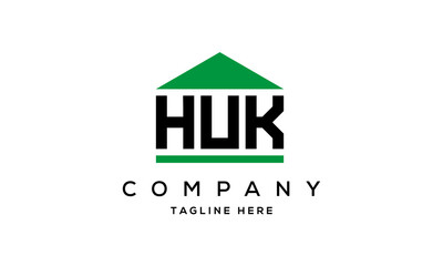 HUK three letter house for real estate logo design