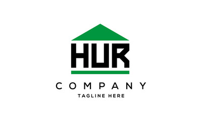 HUR three letter house for real estate logo design