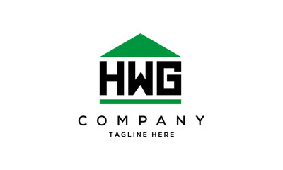 HWG three letter house for real estate logo design