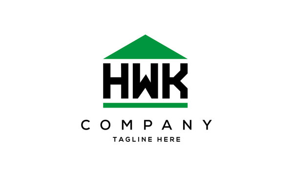 HWK three letter house for real estate logo design
